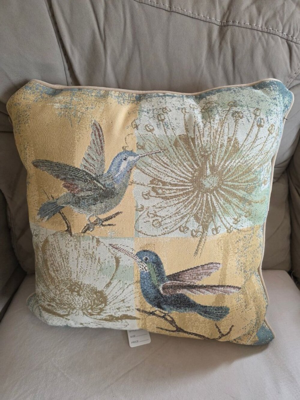 Hummingbird Pattern Decorative Throw Pillow 16" Brentwood Originals Polyester/Co